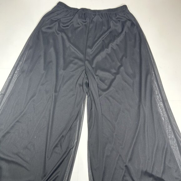 Dressbarn Collection Palazzo Pants Black Pull On Stretch Mesh Overlay Sz 14 / 16 - Picture 8 of 11